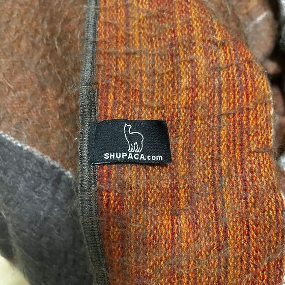 Shupaca Alpaca Blend Striped Throw Blanket Gray Rust Orange - Picture 12 of 16